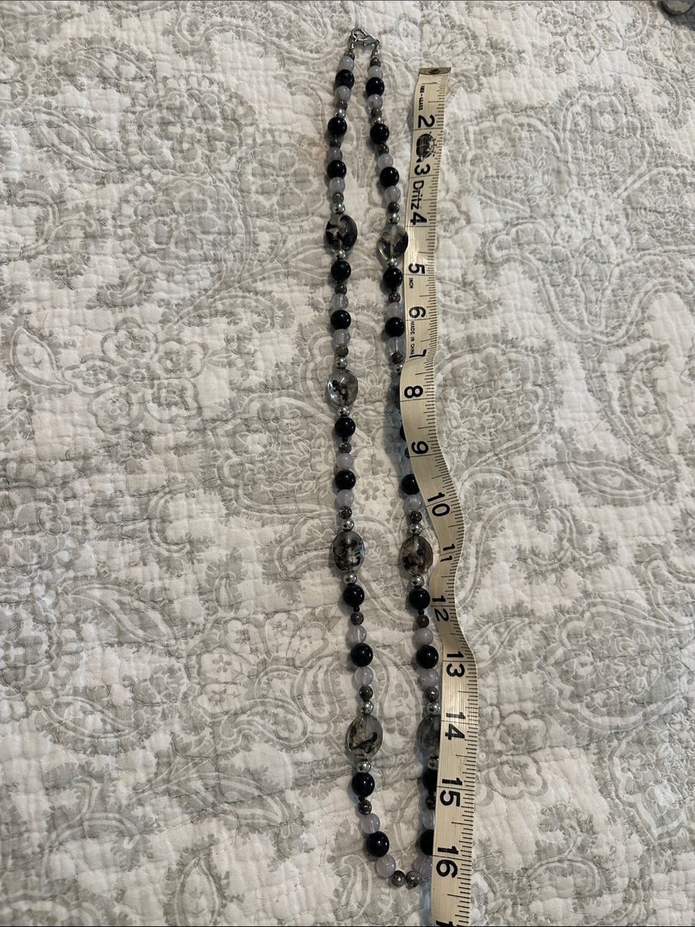 Elegant Black and Gray Beaded Women's Necklace - Unbranded